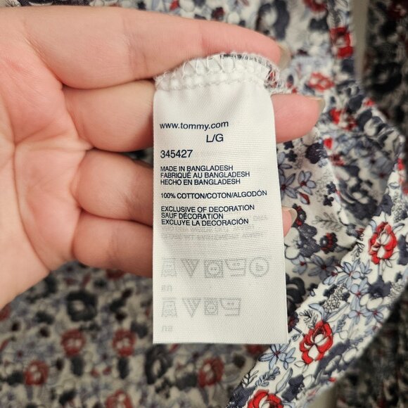 Tommy Hilfiger Women's Size Large Floral Dress Long Sleeve Button Down Shirt - Picture 6 of 11